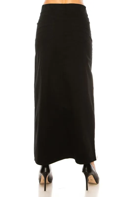 Debbie Long Twill Skirt-Black