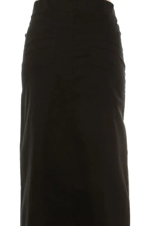 Debbie Long Twill Skirt-Black