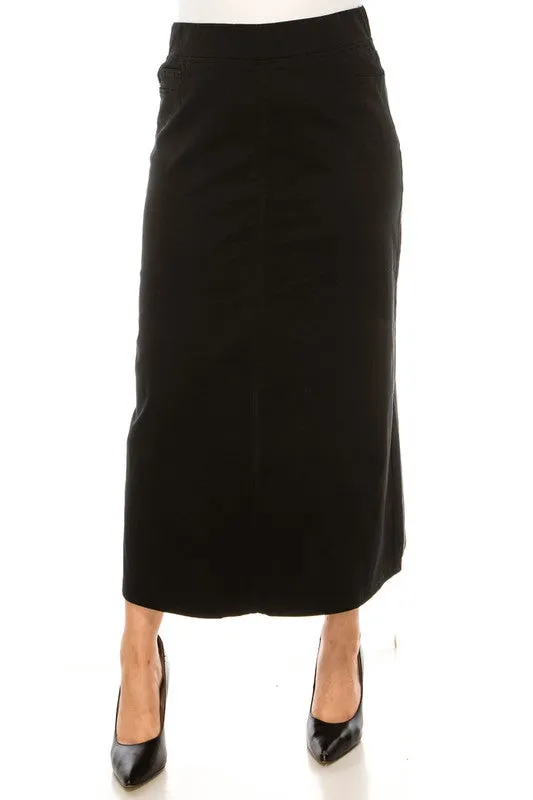 Debbie Long Twill Skirt-Black