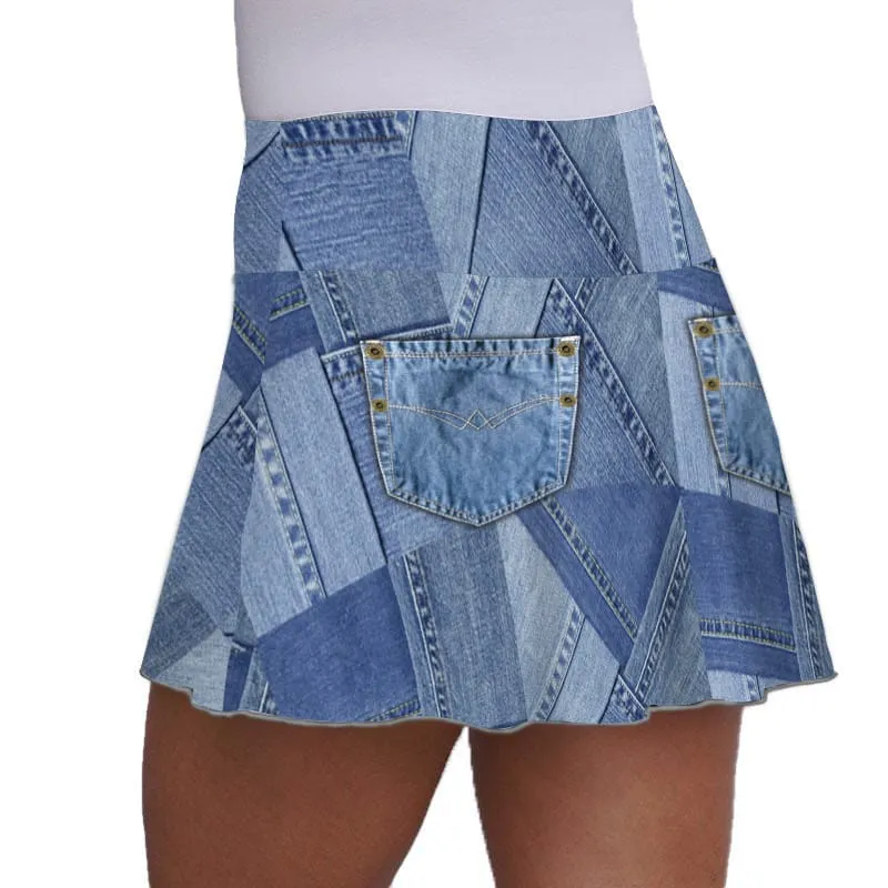 Denim Patchwork Skirt