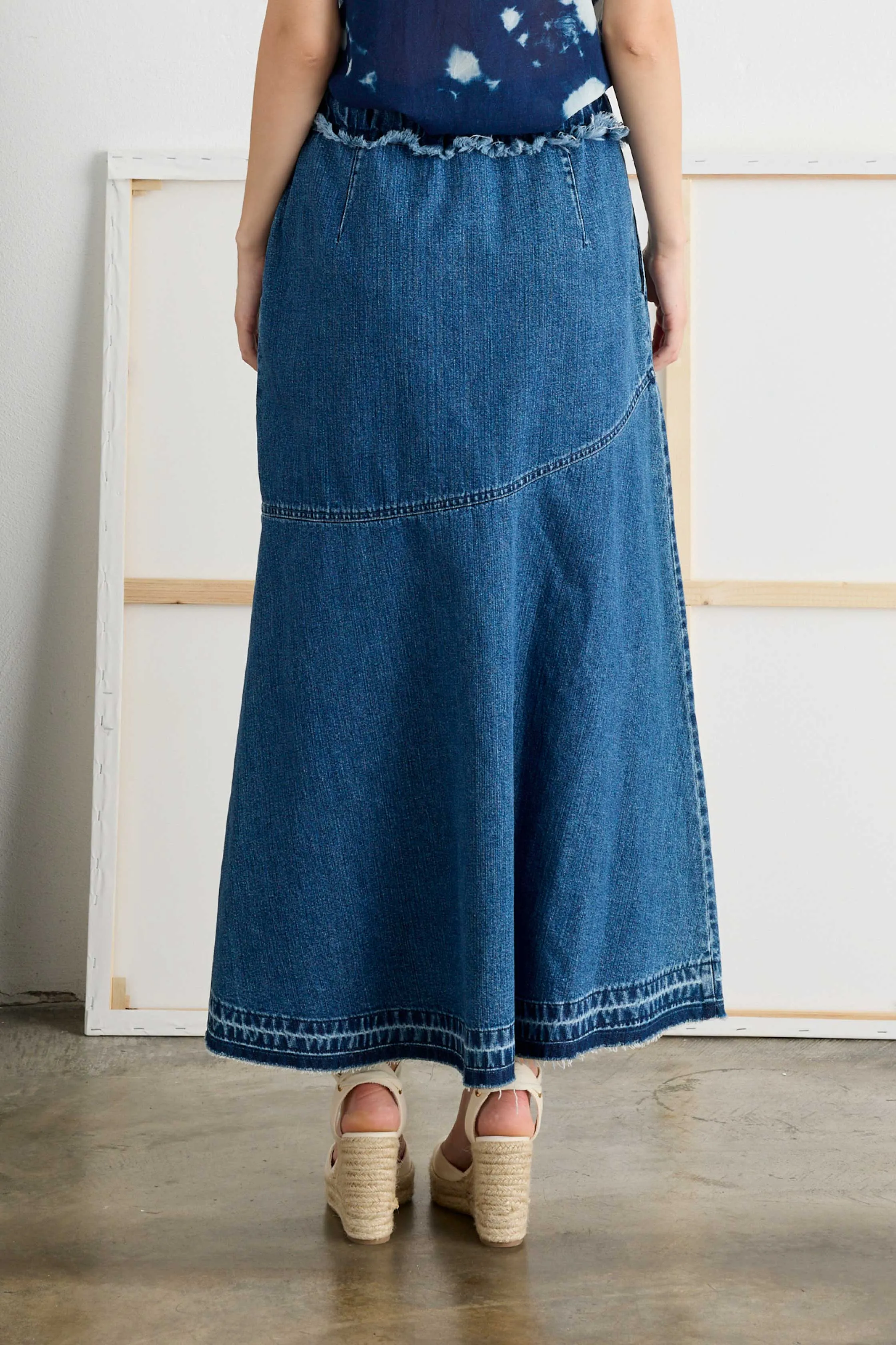 Denim Skirt Asymmetric Cut Comfort Waist 2510 4044