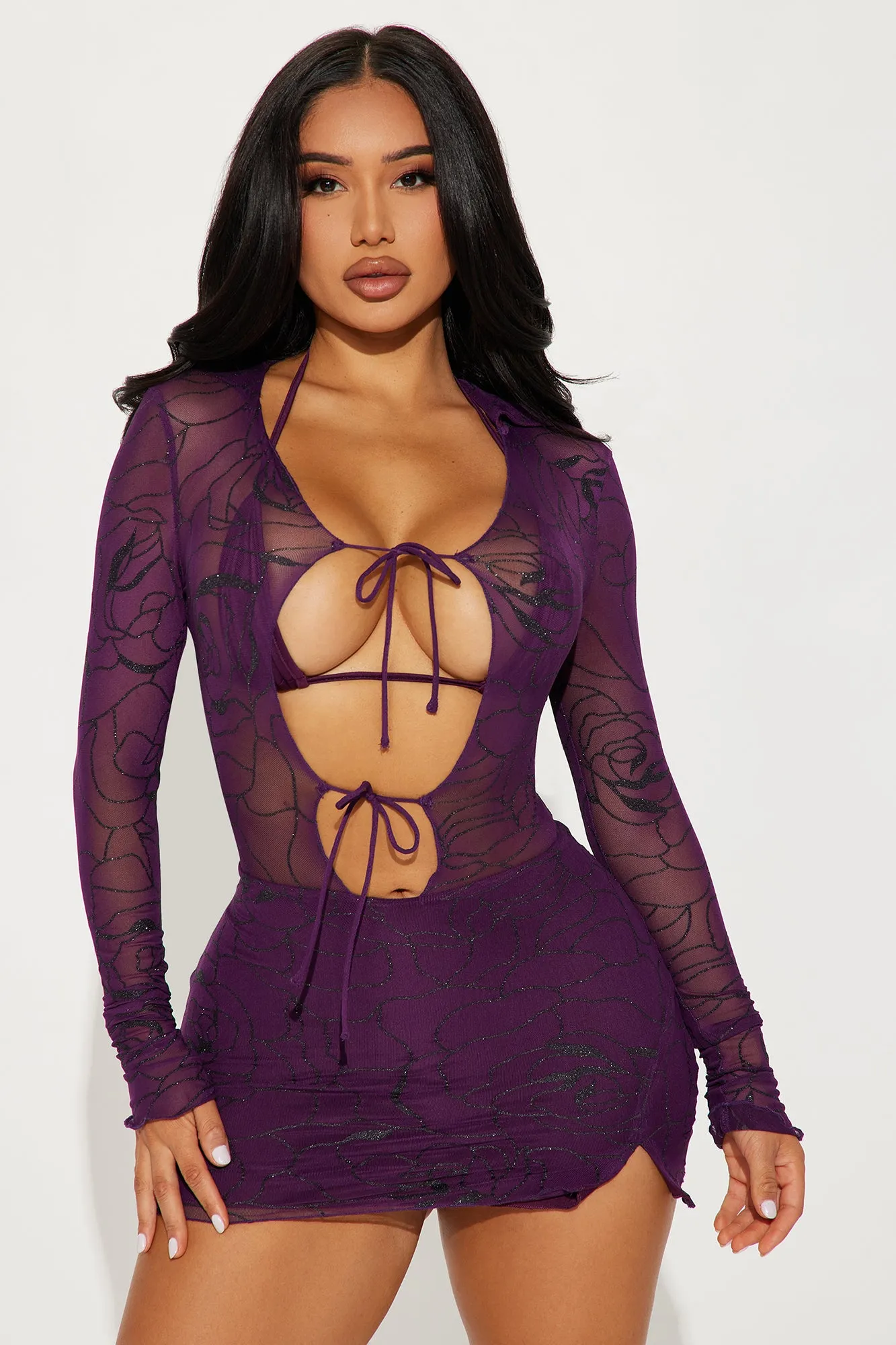 Devyn Mesh Mini Dress - Purple