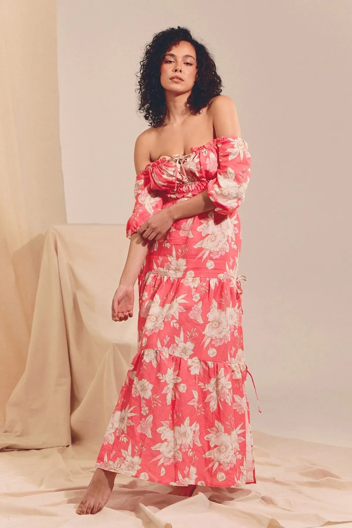 Eden Linen Maxi Dress - Hawaii Rose Collection