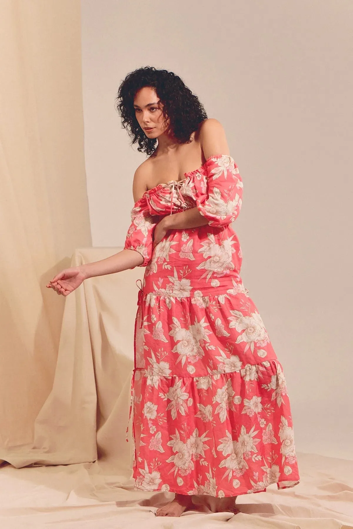 Eden Linen Maxi Dress - Hawaii Rose Collection