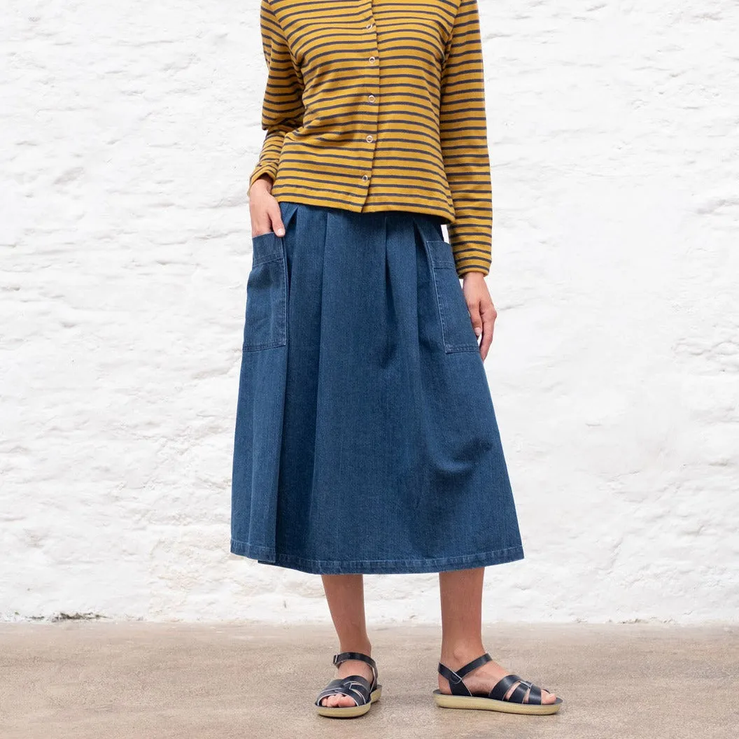 Elsie Midi Skirt - Heavy Denim