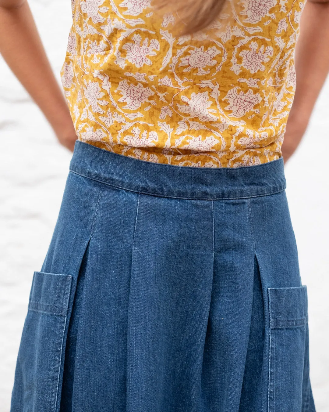 Elsie Midi Skirt - Heavy Denim