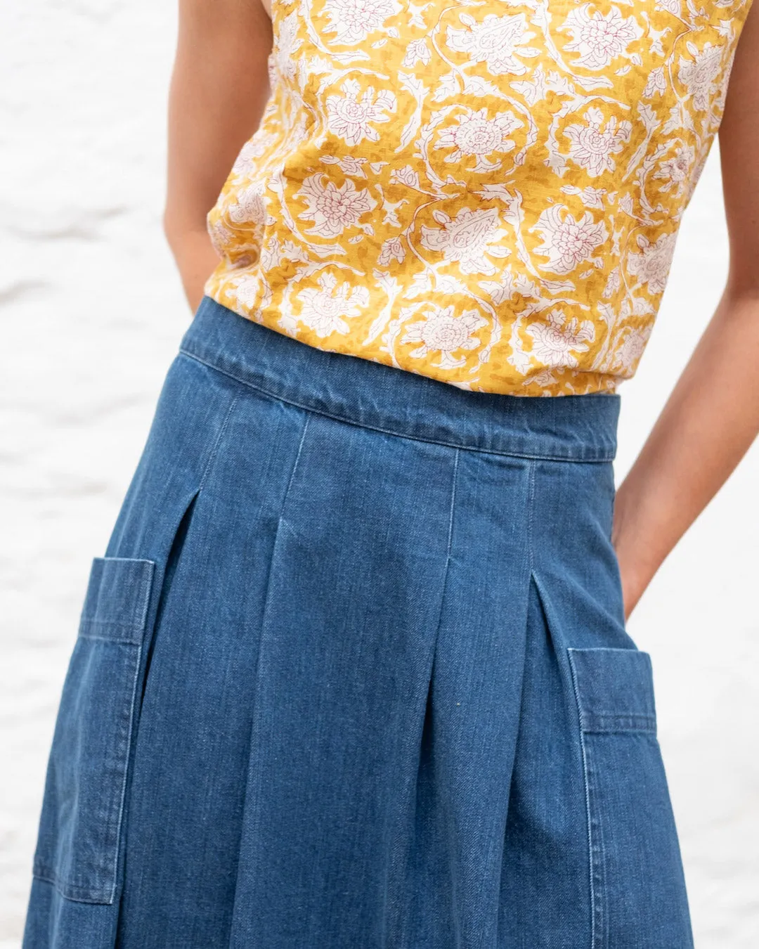 Elsie Midi Skirt - Heavy Denim