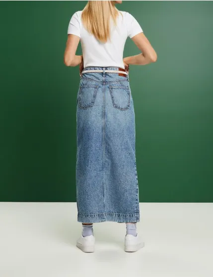 Womens Trendy High-Waisted Denim Skirt - Elegant Casual Style for Everyday Wear