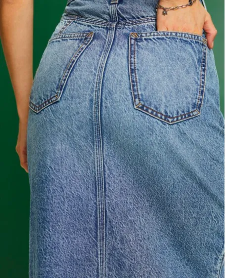 Womens Trendy High-Waisted Denim Skirt - Elegant Casual Style for Everyday Wear