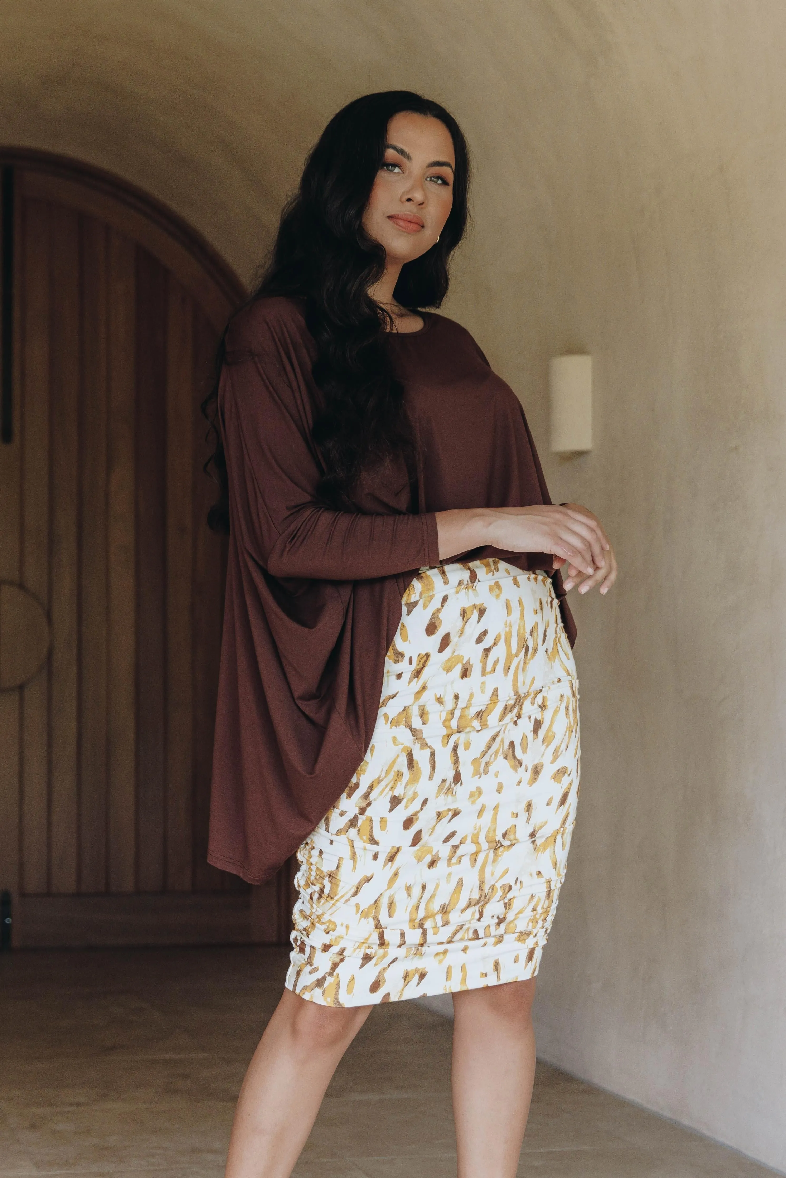 FINAL SALE Ruche Skirt in Tuscan Lane