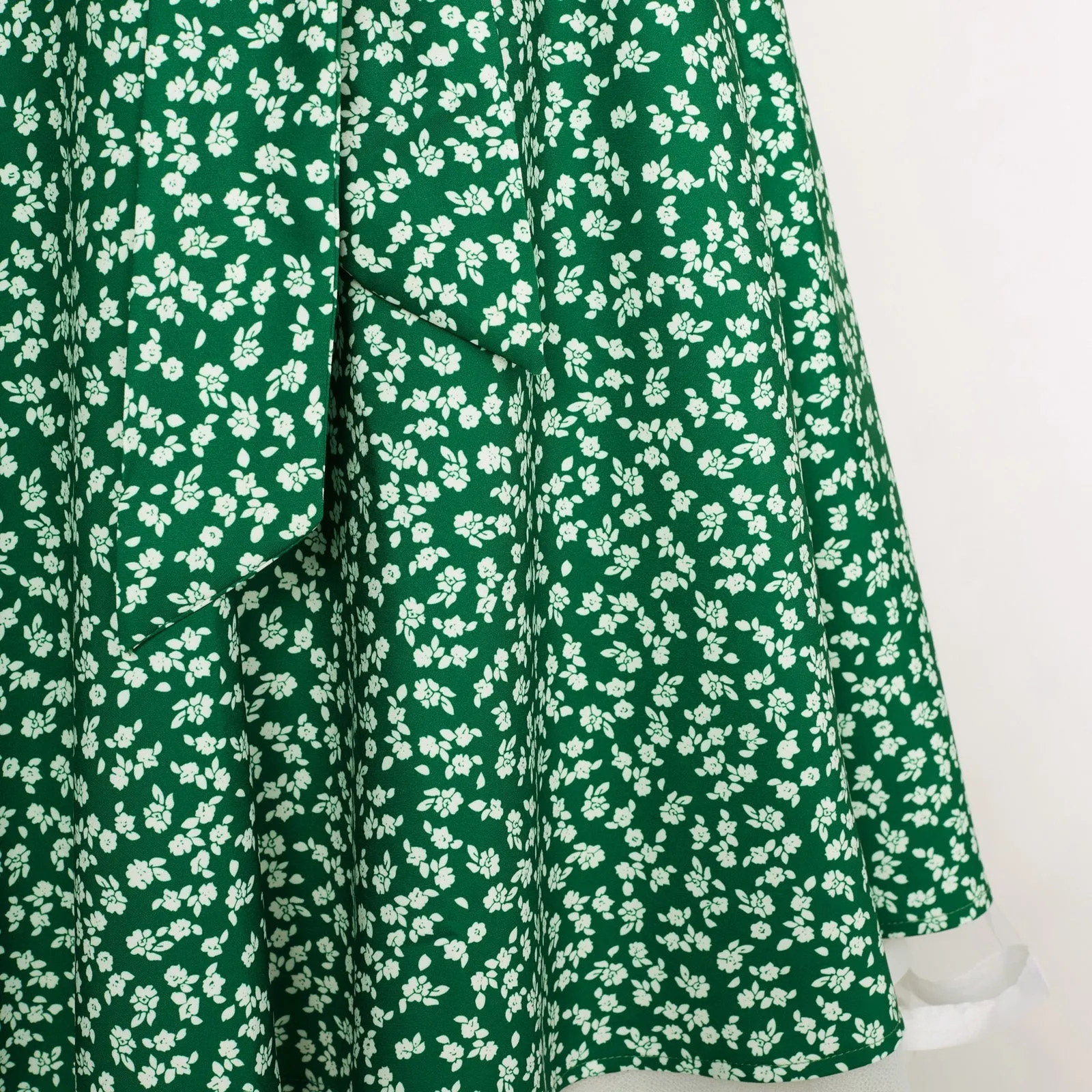 Floral Patterns Women's High Waist Bow Decorated A-Line Pockets Skirt