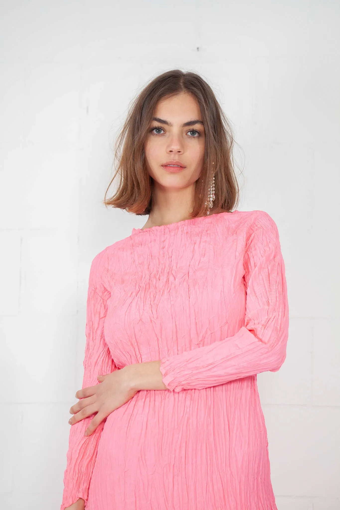 Elegant Pleated Fluoro Palma Dress