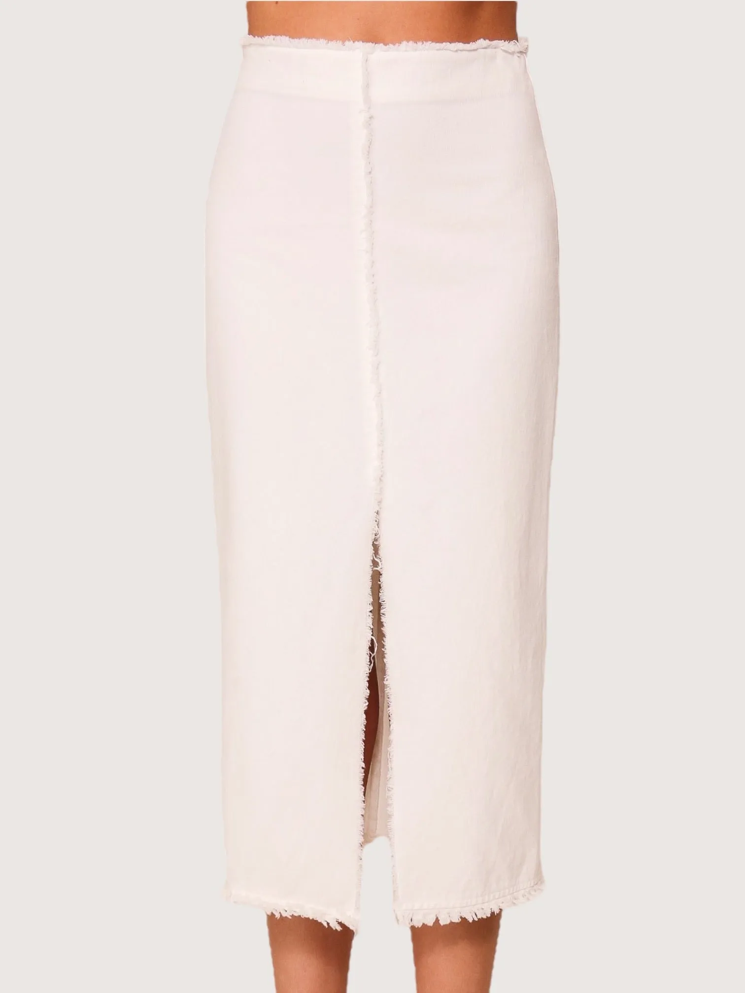 Frayed Hem Midi Skirt