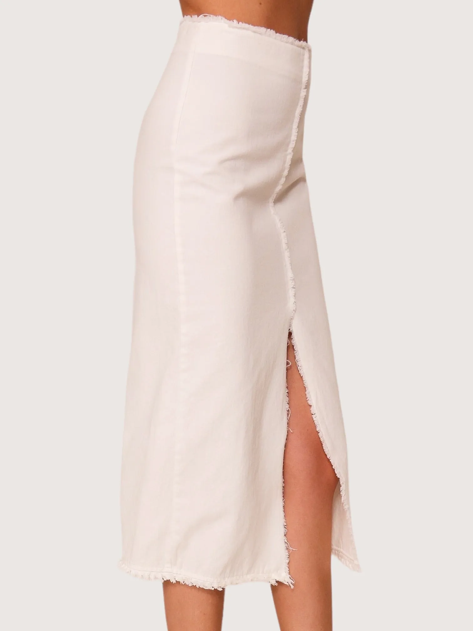 Frayed Hem Midi Skirt