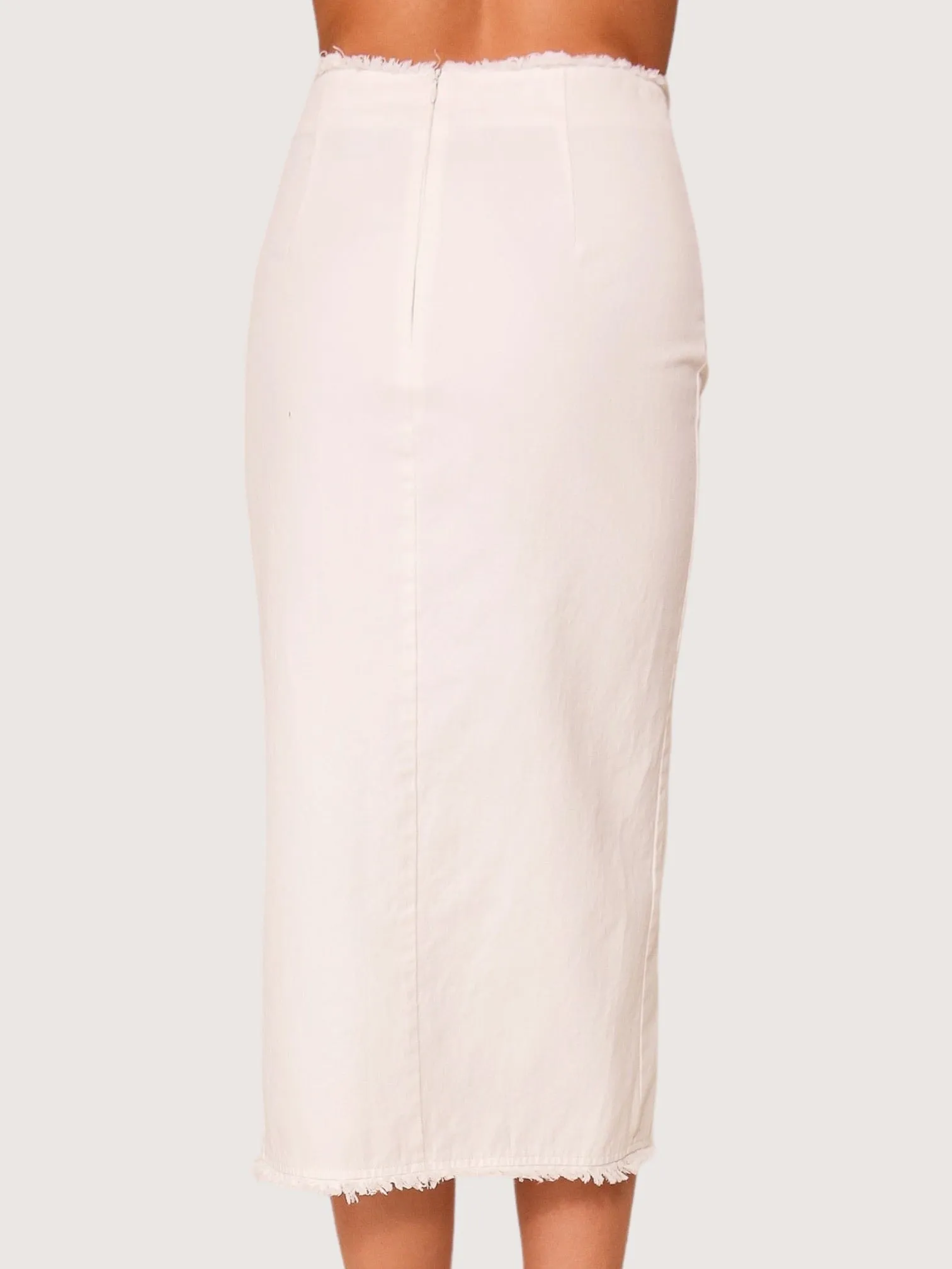 Frayed Hem Midi Skirt