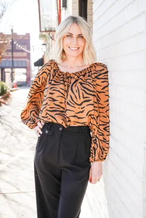 Get'Em Tiger Print Long Sleeve Top