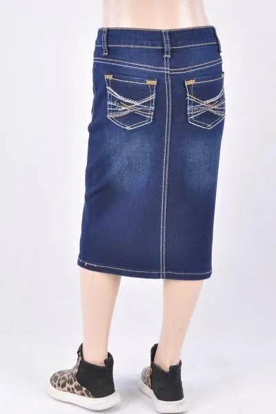 GIRLS Kendall Denim Skirt (Dk.Indigo)- FINAL SALE