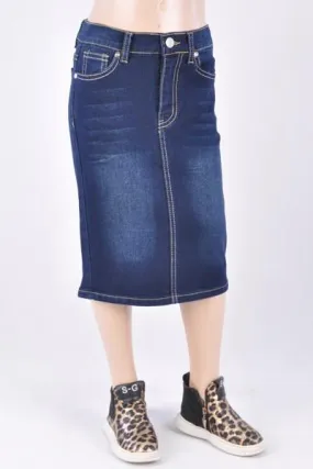 GIRLS Kendall Denim Skirt (Dk.Indigo)- FINAL SALE