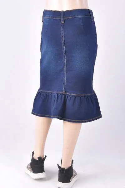 GIRLS Ruffled Hem Denim Skirt-  FINAL SALE