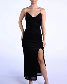 Glitter Ball Midi Dress Black