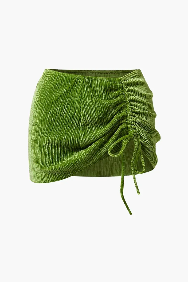 Green Velvet Skirt Set