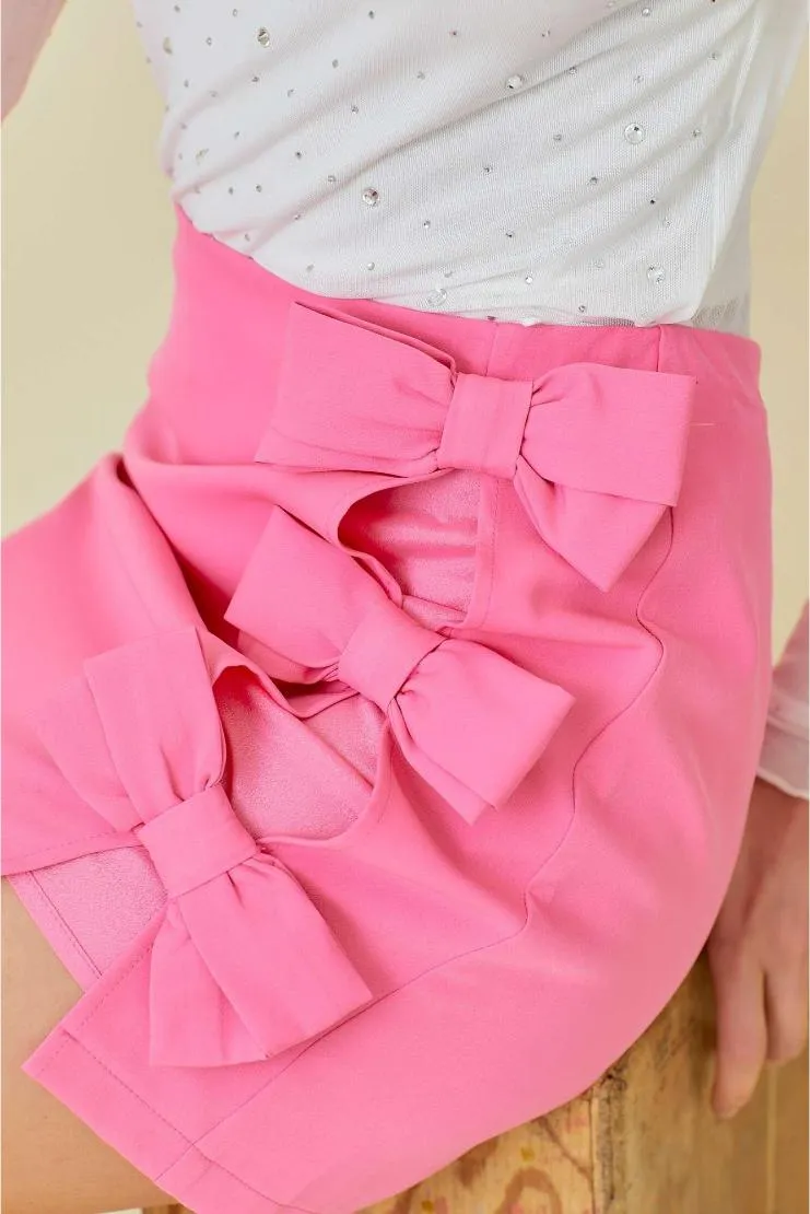 Hannah 3D Bow Embellished Mini Skirt - Hot Pink