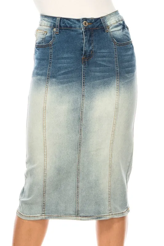 Jennifer Blush Wash Stretch Jean Skirt