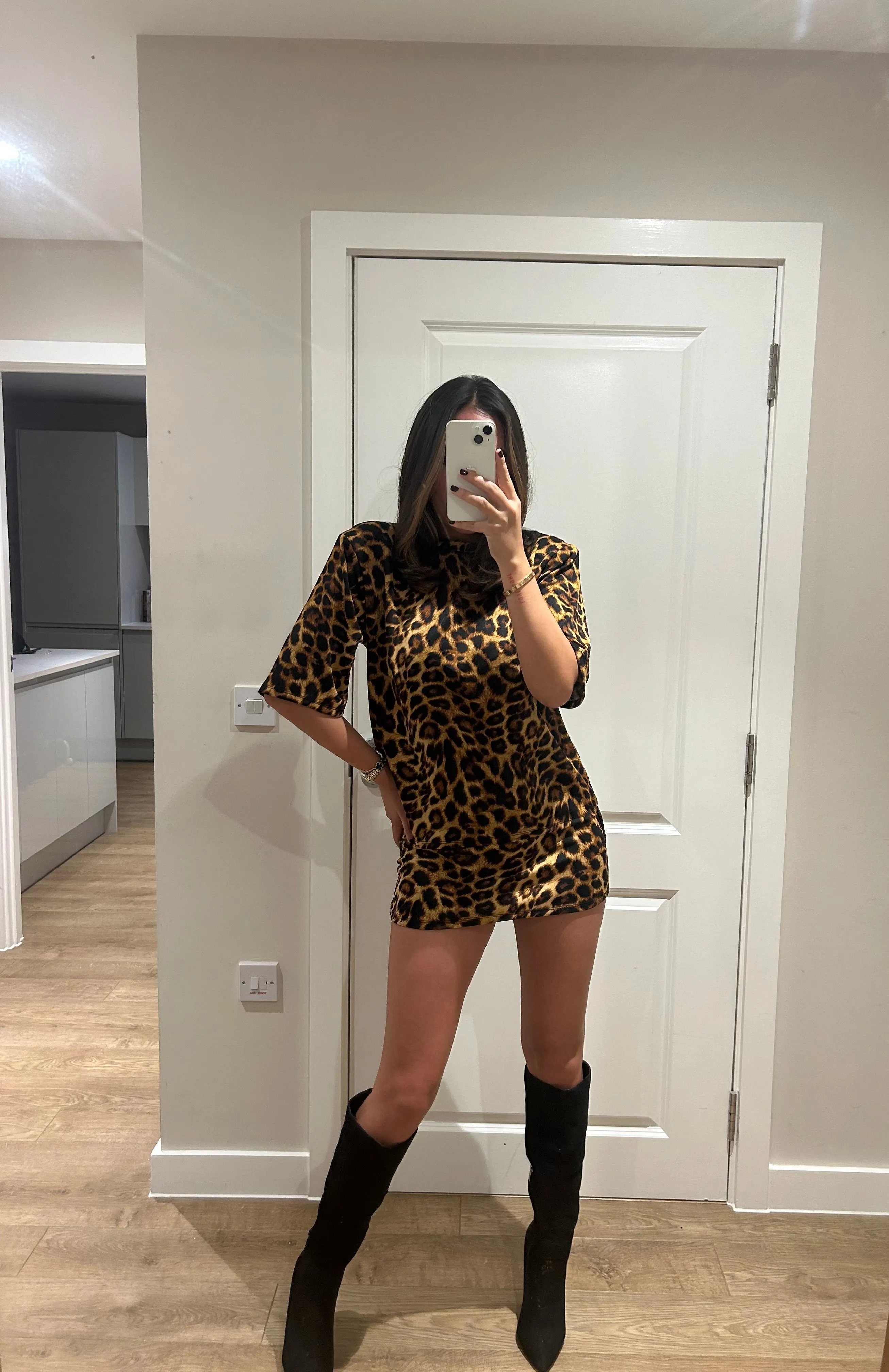 Leopard T-shirt And Mini Skirt Suit