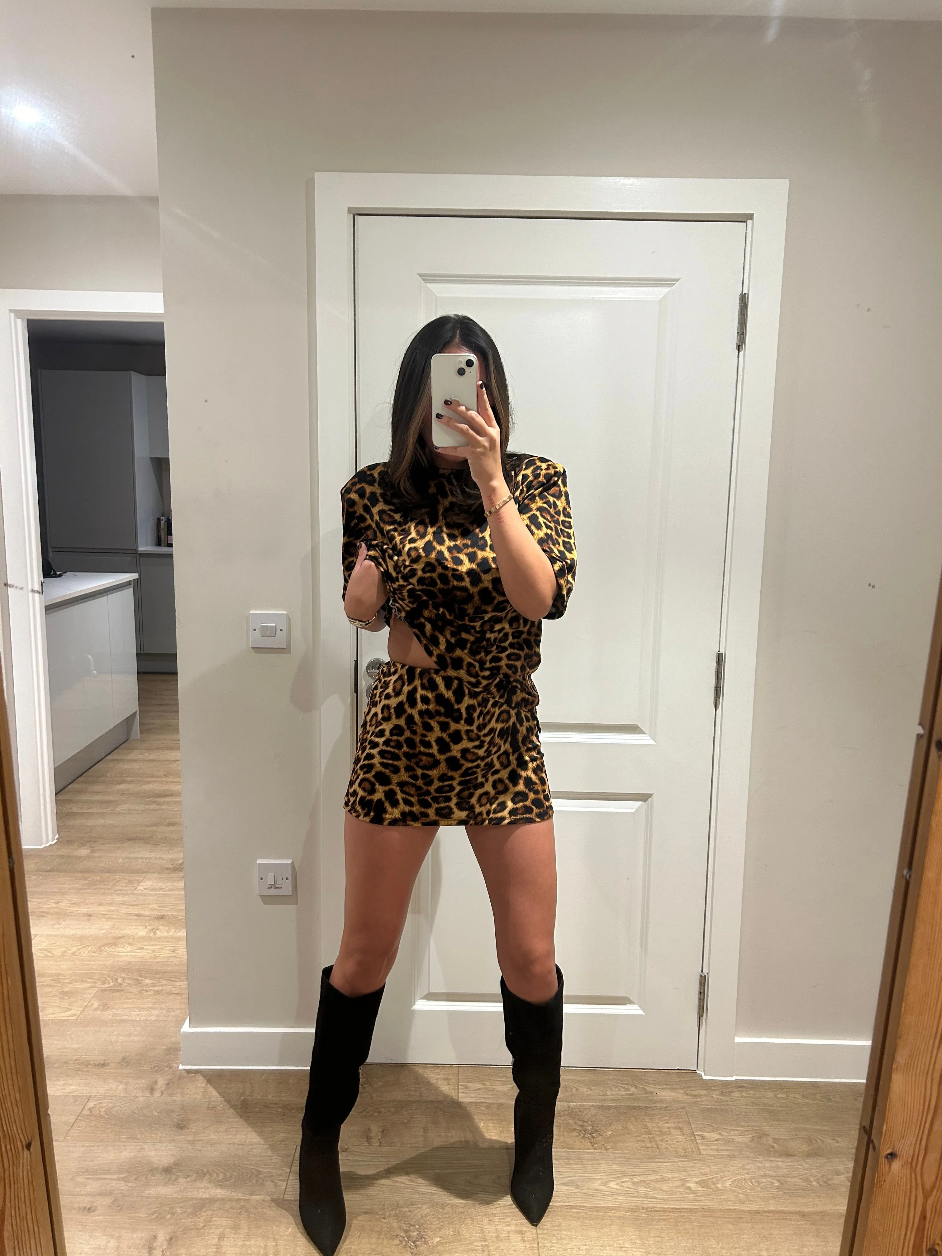 Leopard T-shirt And Mini Skirt Suit