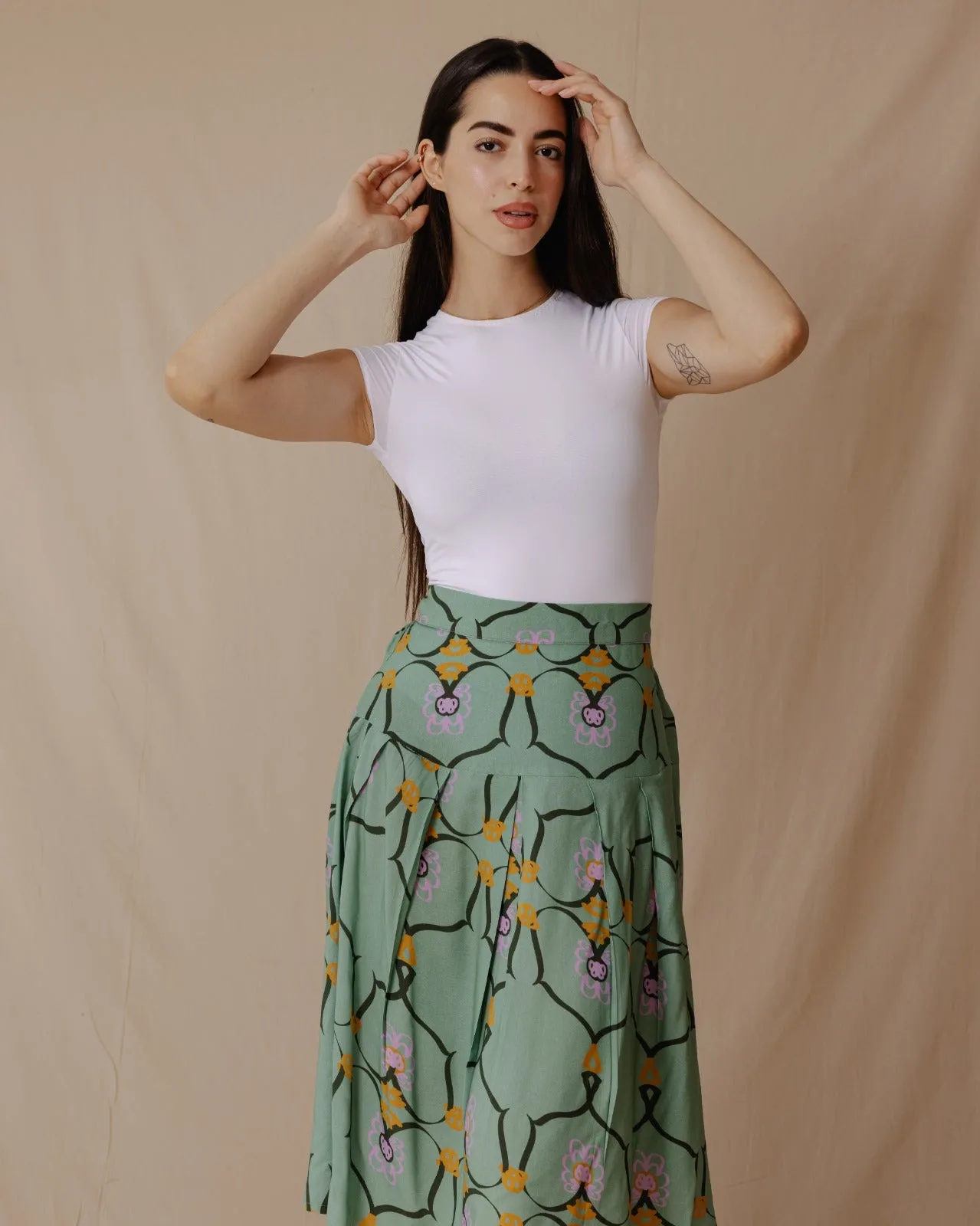 Lilly Of The Valley Midi Skirt Mint Green