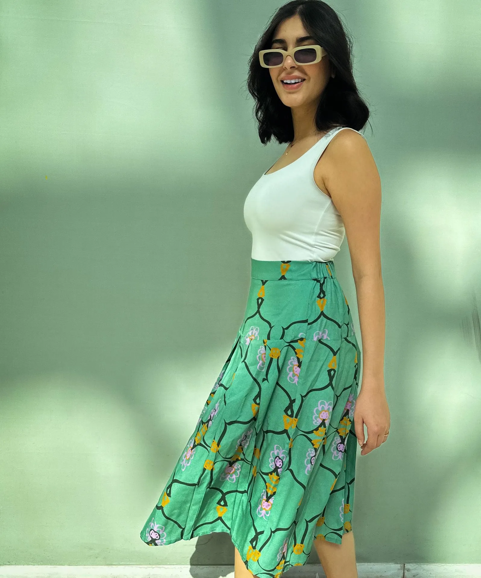 Lilly Of The Valley Midi Skirt Mint Green