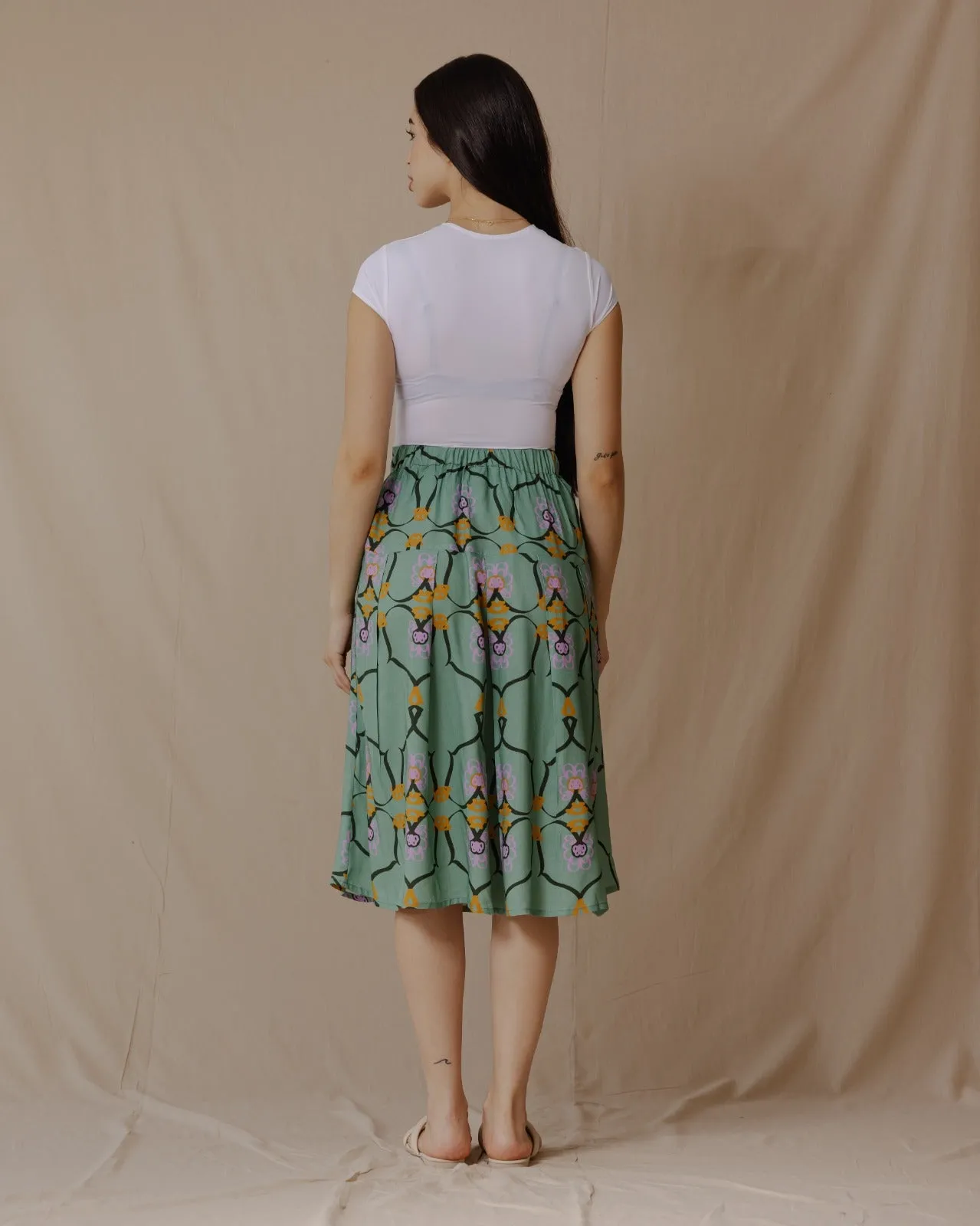 Lilly Of The Valley Midi Skirt Mint Green