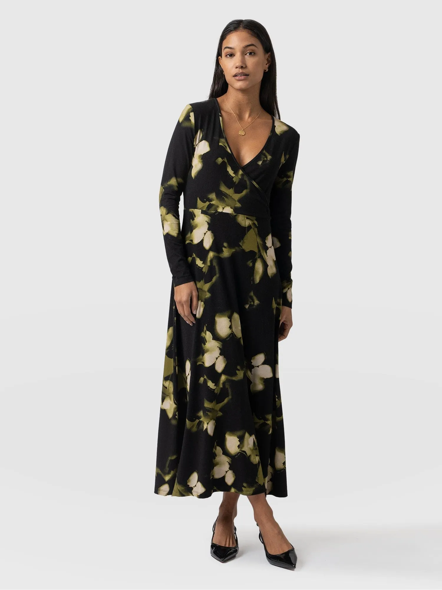 Maggie Wrap Dress - Green Aurora