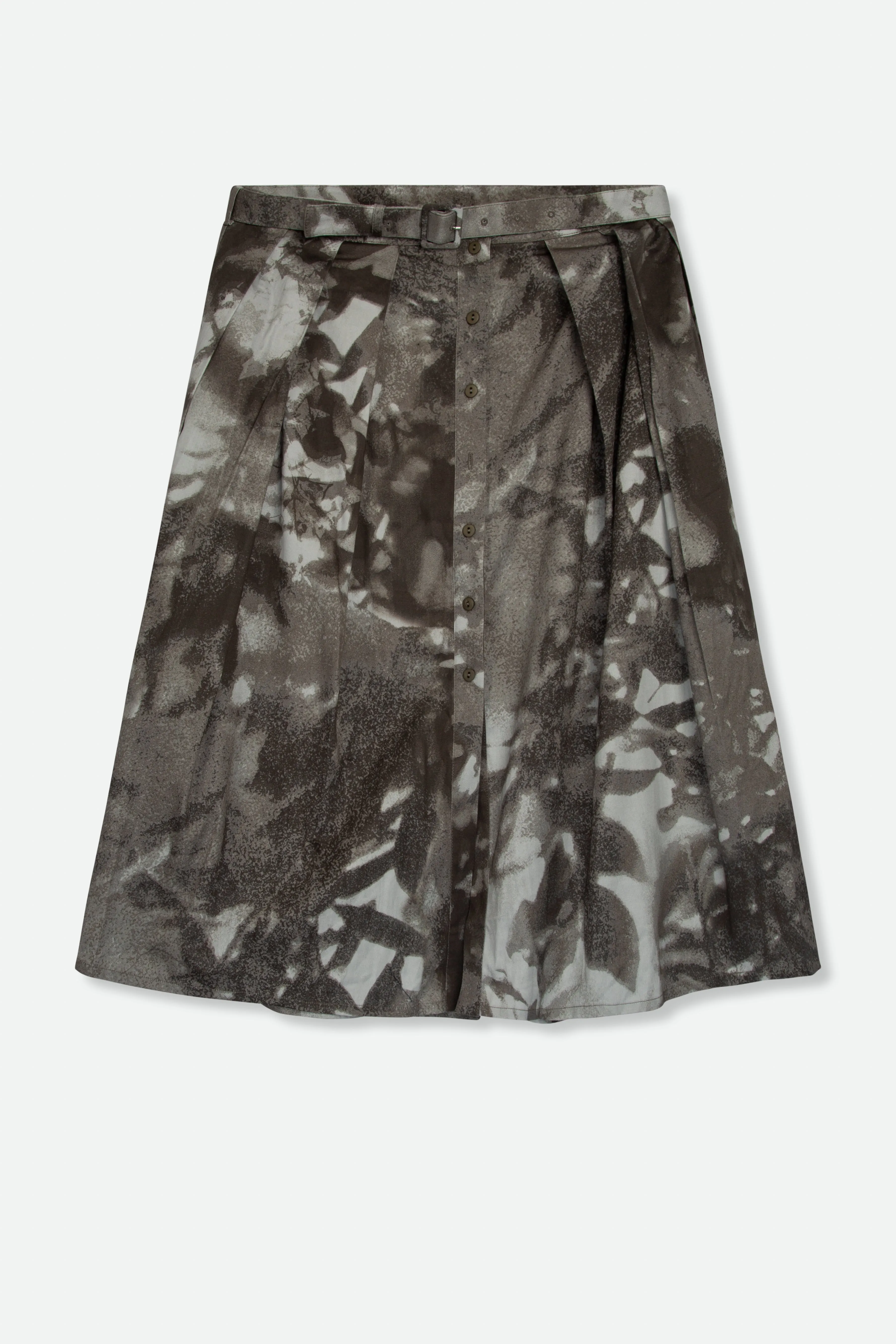 MAVIS PLEATED SKIRT IN COTTON STRETCH CHARCOAL DREAM