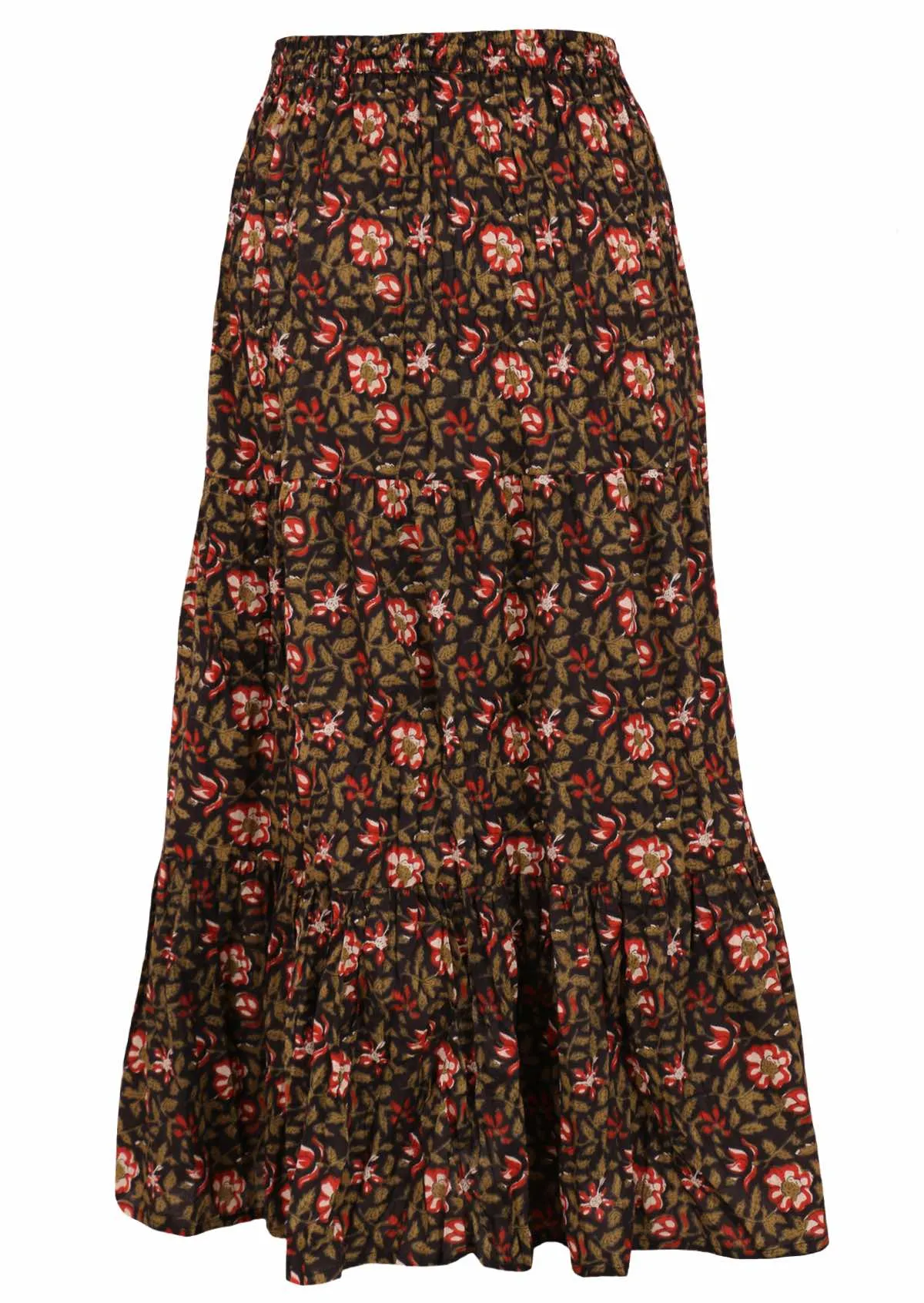 Floral Wild Rose Maxi Skirt - Bohemian Chic Womens Fashion