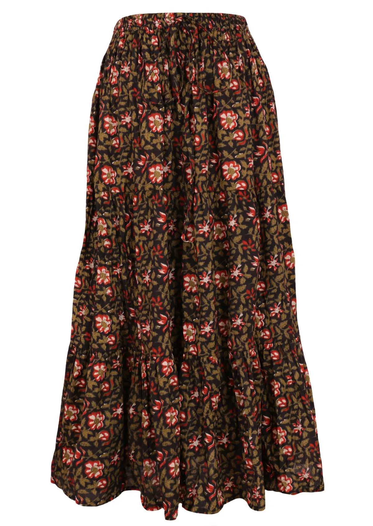 Floral Wild Rose Maxi Skirt - Bohemian Chic Womens Fashion