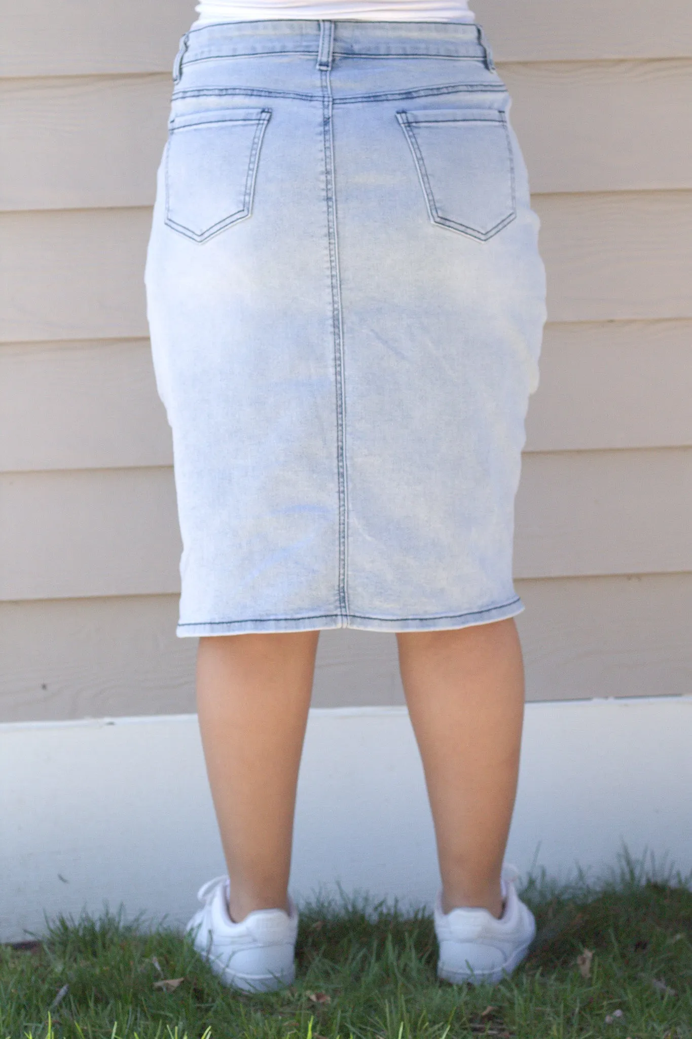 McKay Moto Distressed Denim Skirt