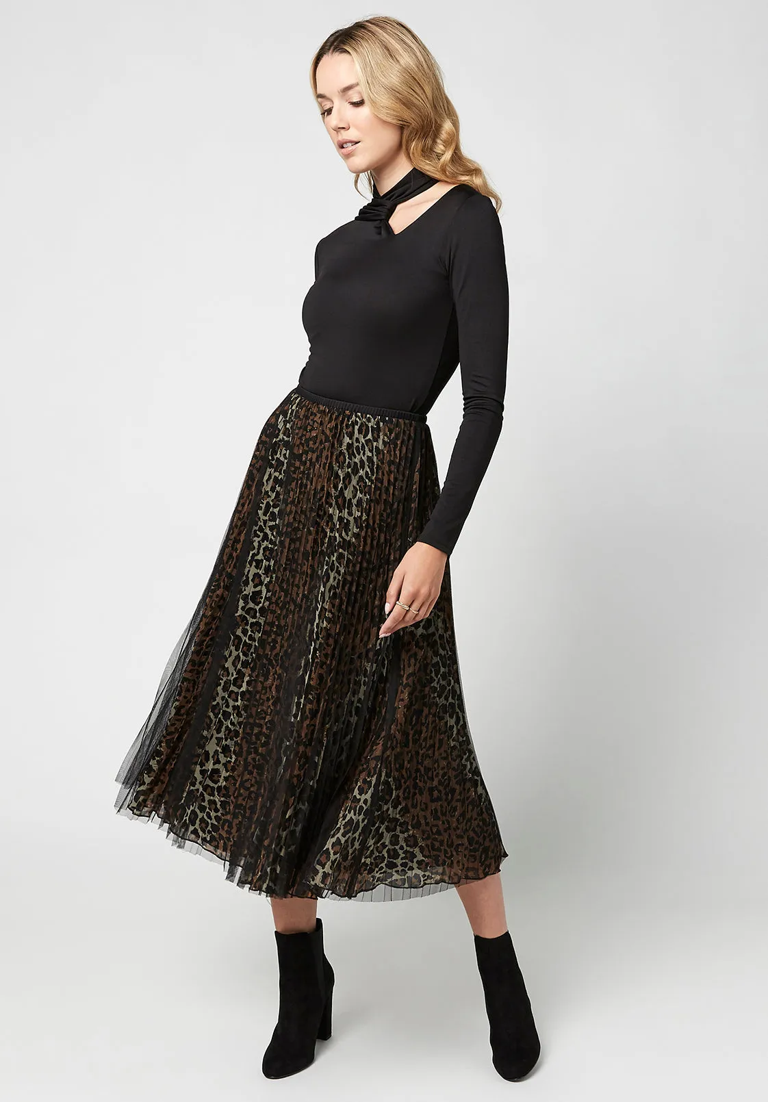 Mesh Overlay Leonarda Tea Skirt - WS0565F