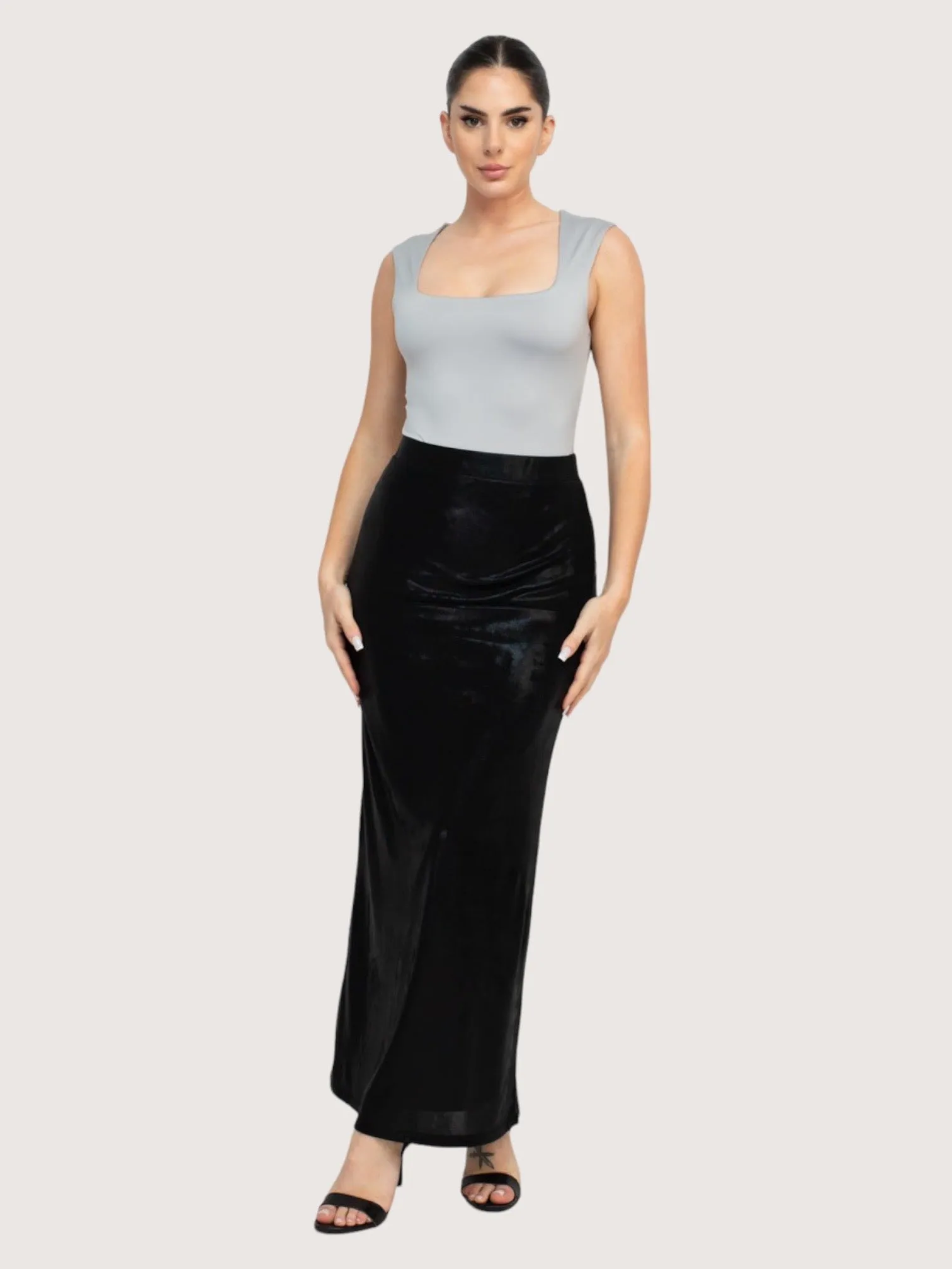 Metallic Maxi Skirt | Black