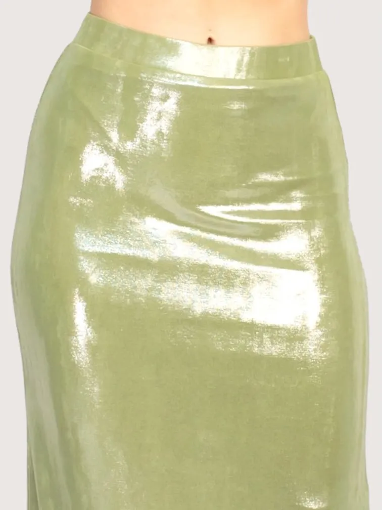 Metallic Maxi Skirt | Green