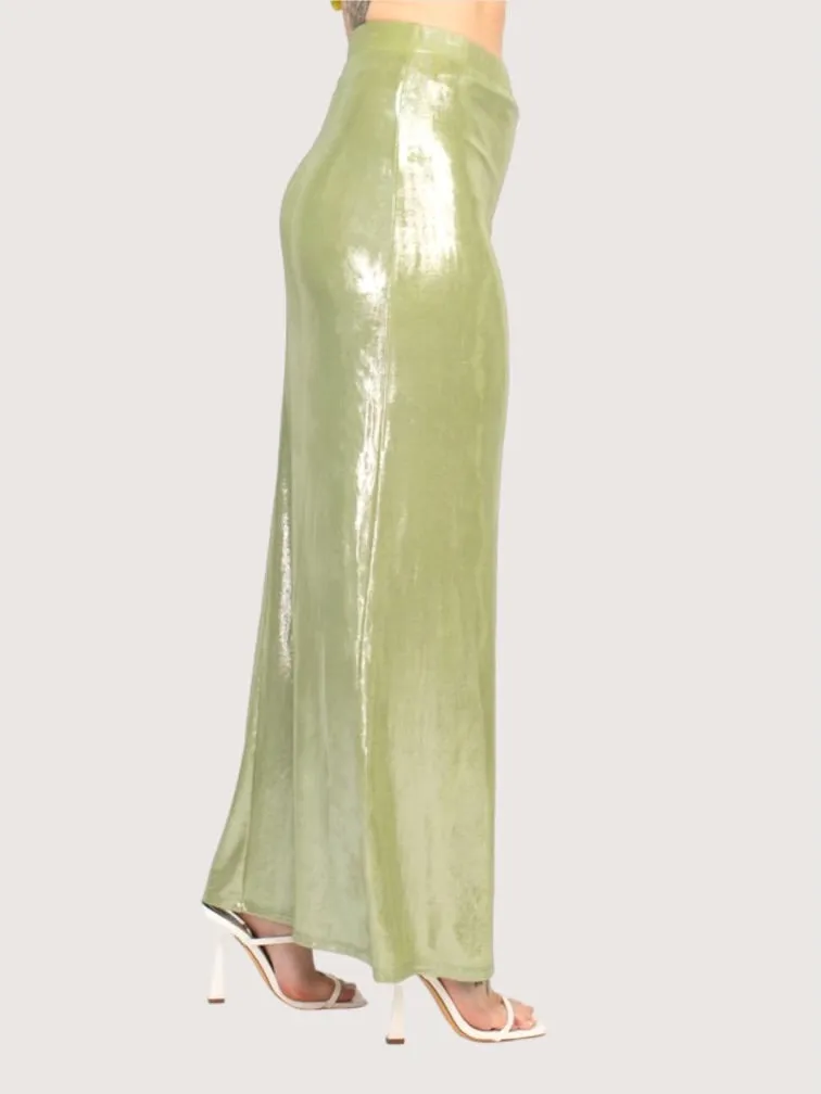 Metallic Maxi Skirt | Green