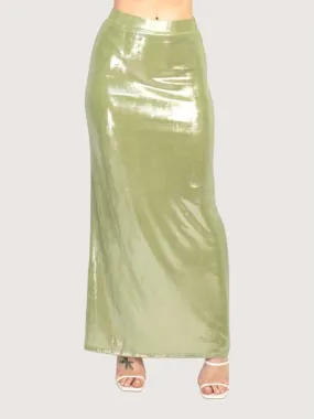 Metallic Maxi Skirt | Green