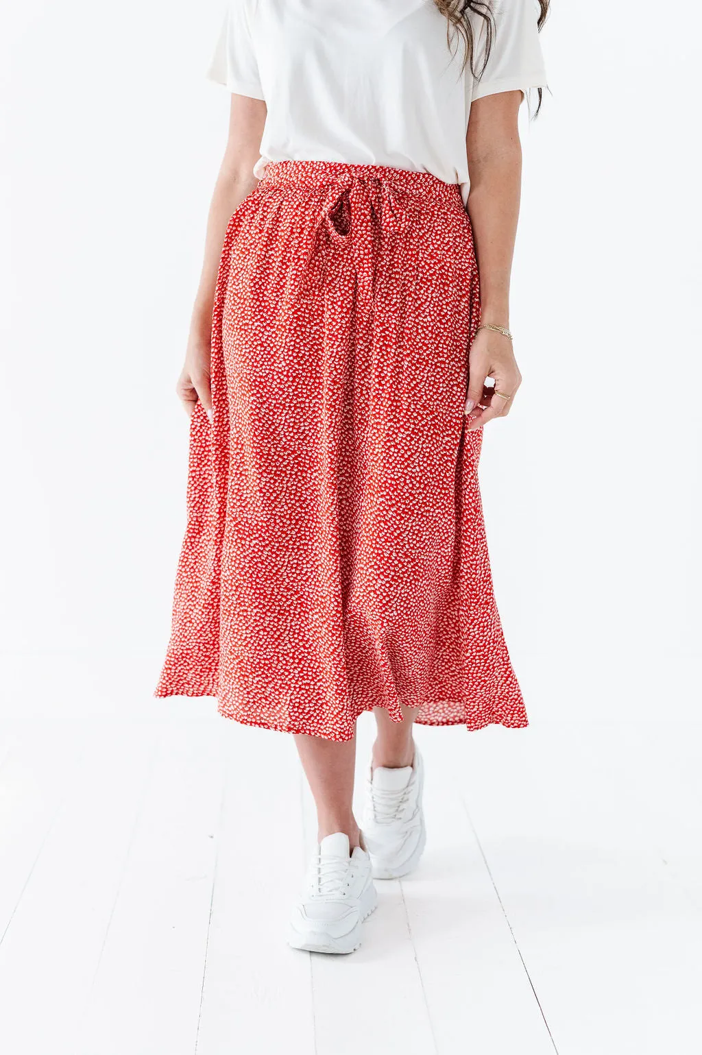 Michele Midi Skirt in Red