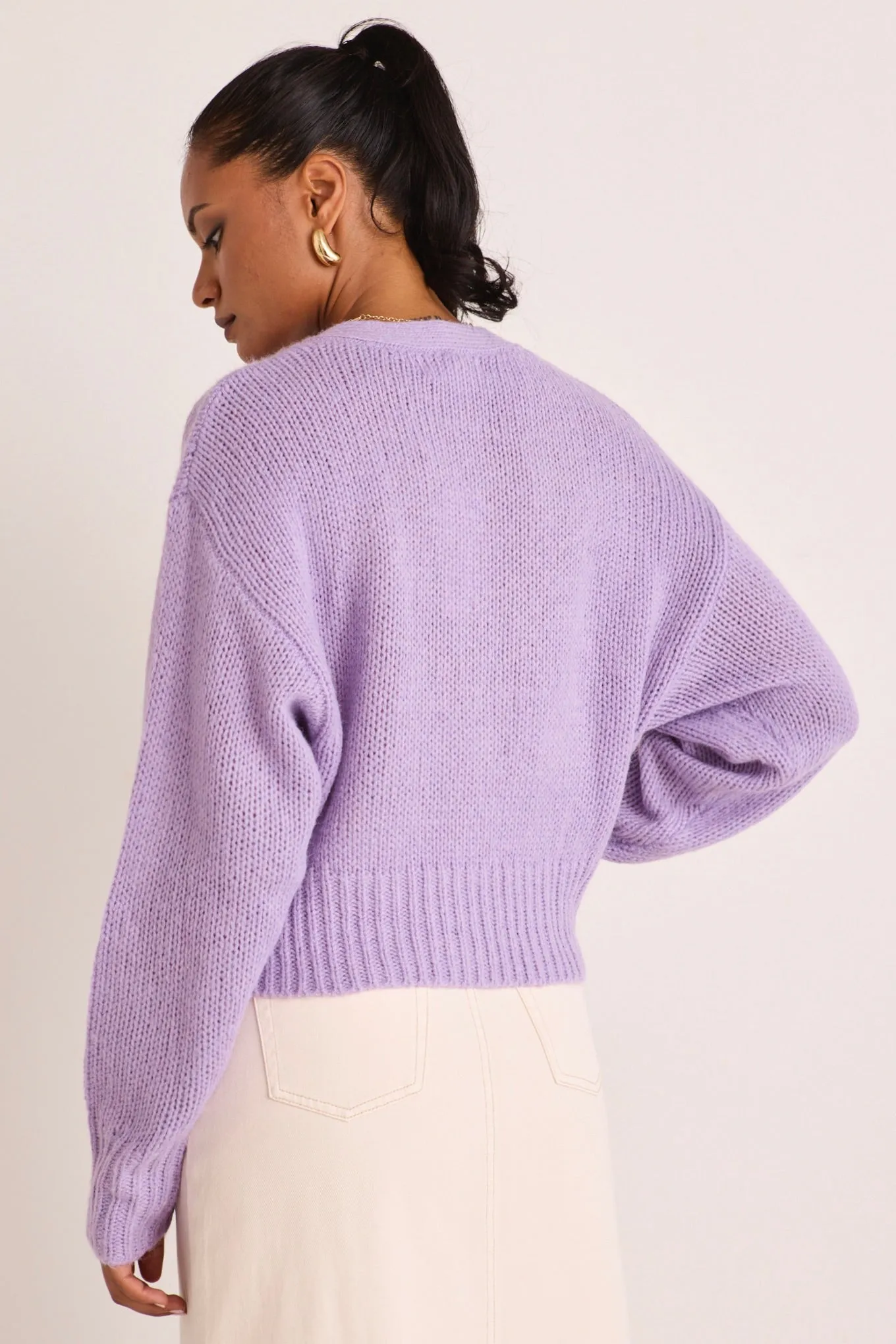 Mimi Lilac Slouchy Knit Cardigan