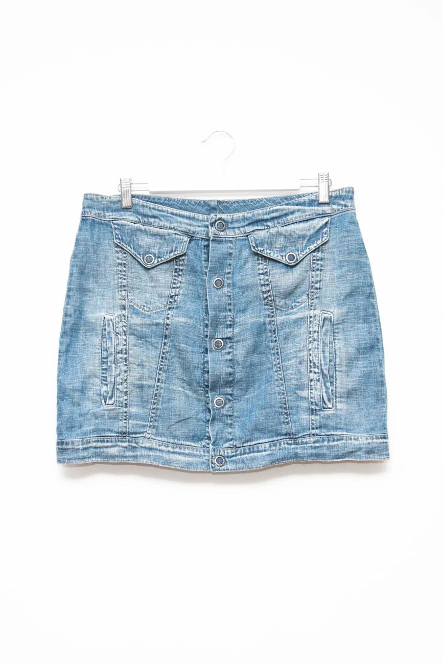 MM6 MAISON MARGIELA LINEN DENIM BUTTON SKIRT