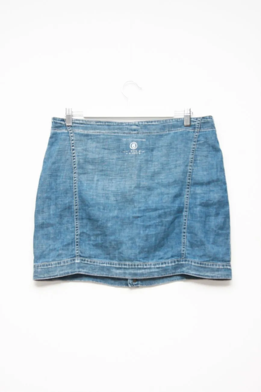 MM6 MAISON MARGIELA LINEN DENIM BUTTON SKIRT