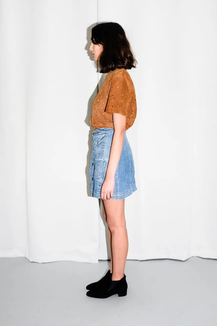 MM6 MAISON MARGIELA LINEN DENIM BUTTON SKIRT