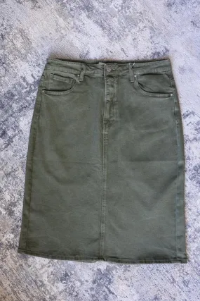 Moss Green Brown RISEN Denim Skirt • 1X(10/12) - 3X(14/16) PLUS