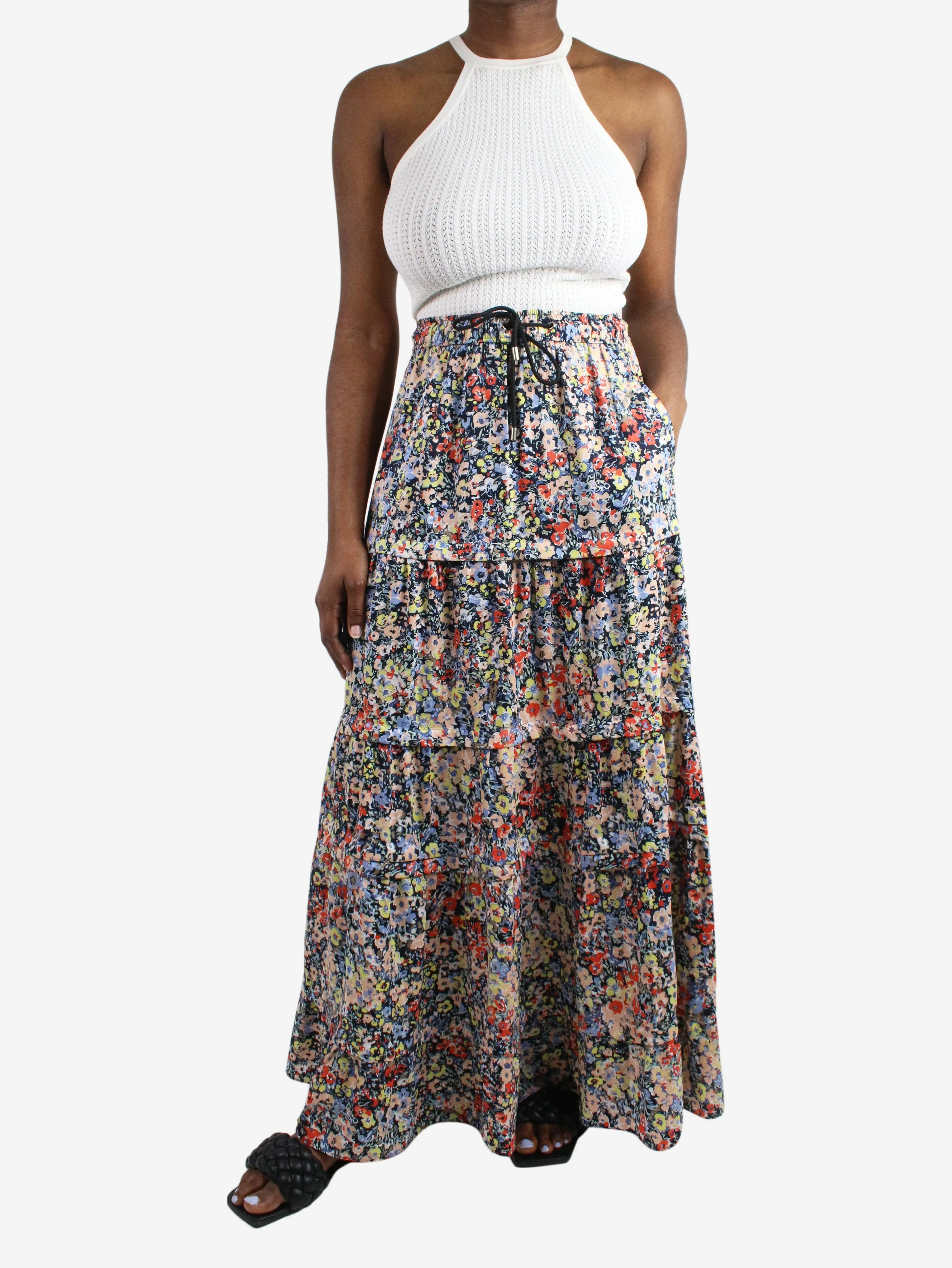 Multicoloured floral printed skirt - size UK 10