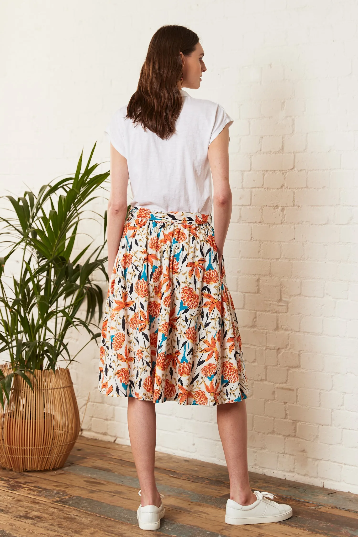 Nomads - Floral Skirt - White